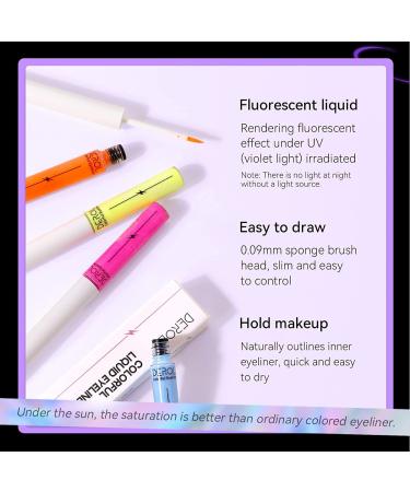 KISSIO Neon Color Waterproof Liquid Eyeliner - Matte Finish, Fine Brush, Easy to Use - Perfect for Neon Party (0.169oz, 08Blue) - Buy Online on GoSupps.com