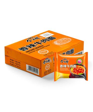 Jinmailang Instant Noodle - Artificial Spicy Beef Flavour 110g (Pack of 24)