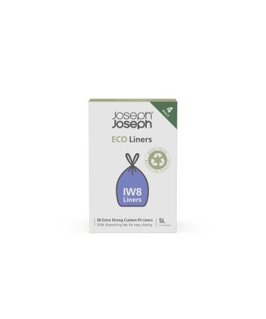 Joseph Joseph IW8 Eco garbage bags made of recycled plastic kitchen waste bag with a cord strain extra strong - pack with 80 pieces holds 5 liters of eco 5 LT (4PK) gray