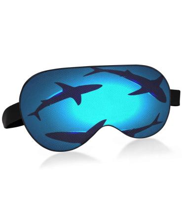WELLDAY Sleep Mask Floating Sharks Night Eye Shade Cover Soft Comfort Blindfold Blockout Light Adjustable Strap for Men Women A08