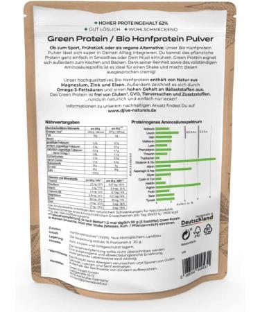Buy Djive Naturals Vegan Organic Hemp Protein 62% - Natural Delicious & Versatile (450g) - International Shipping - Buy Online on GoSupps.com