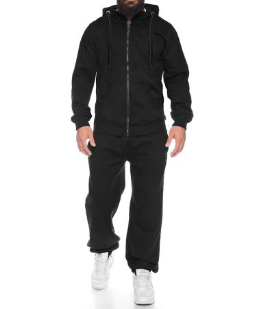 COOFANDY Sweatsuits for Men Long Sleeve 2 Piece Full Zip Hoodie Sweatpants Tracksuit Set Casual Comfy Jogging Suits S-4XL Black 3X-Large