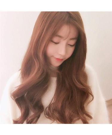 European & American Fashion Long Curly Wig with Bangs - Light Brown & Pink | Cross-Border Shipping - Buy Online on GoSupps.com