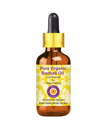 Deve Herbes Pure Organic Baobab Oil (Adansonia digitata) with Glass Dropper Cold Pressed 50ml (1.69 oz)