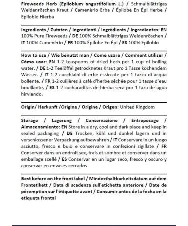  HEALTH EMBASSY Health Embassy pilobe En pi Herbe Tisane | Epilobium Angustifolium L | Fireweeds Herb Tea 50g - Buy Online on GoSupps.com