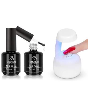 Beetles 2 in 1 Nail Glue and Base Gel Kit with Innovative Gel Nail Lamp with Smart Sensor for Easy and Fast Nal Extension System
