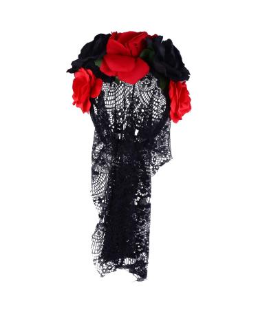 Lurrose day of the dead Schleier Halloween Rosenwlume Krone Mexican headband for women dia de los muertos headgear 1 style 2