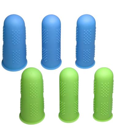 BEADNOVA Finger Protector Silicon Finger Gloves Finger Cot for Electronic Repair Painting Jewelry Cleaning Crafting Industrial Apply (Pack of 6-3 Size, Blue & Green Color) Green and Blue, 6pcs