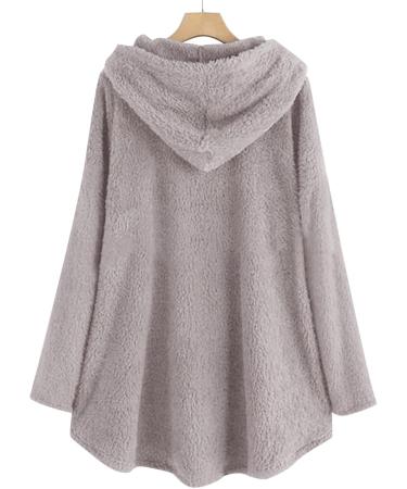 Shop Hanxiulin Oversize Plush Jacket - Cozy Winter Coat with Hood for Ladies | Warm Down Lined Outdoor Trench Coat in Gray 3XL - Buy Online on GoSupps.com