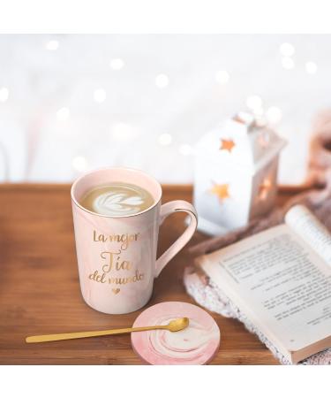 Maustic Best Aunt Gifts La Mejor Tia Del Mundo Coffee Mug Tia Gifts from Niece Nephew in Spanish Aunt Coffee Mug Aunt Christmas Mothers Day Birthday Gifts Regalo Para Tia 14 Oz with Gift Box Pink - Buy Online on GoSupps.com