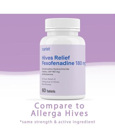 Curist Fexofenadine Hydrochloride 180mg - 60 Non-Drowsy Antihistamine Tablets for 24-Hour Hives & Itch Relief - USA Made Allergy Medicine - Buy Online on GoSupps.com