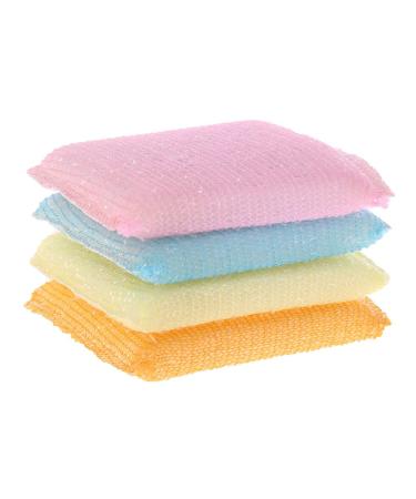 4pcs/Set Soft Sponge Scouring Pads Dish Bowl Kitchen Cleaning Scrub Scrubber Pad Brush On Nail for Acrylic Nails Long Lasting