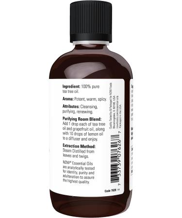 NOW Tea Tree Essential Oil 4oz - 100% Pure, Vegan Aromatherapy Oil - Buy Online on GoSupps.com