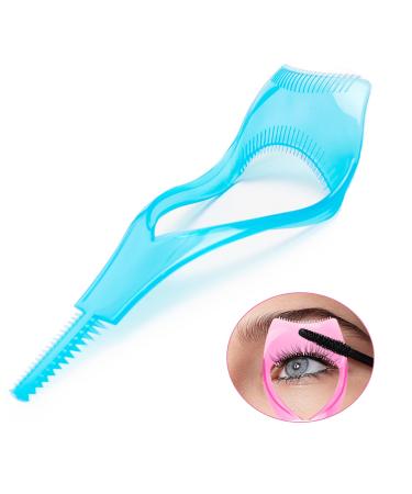 Mascara Shield Guard Magic Useful Cosmetic Mascara Eyelash Comb Applicator Helper Guide Card Tool 3 in 1 Upper Lower Mascara Applicator Tool Lash Buddy Blue