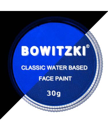 Bowitzki 30g Professional Face Paint Body Paint Water Based Face painting Makeup Safe for Kids and Adults Split Cake Single Color Halloween Christmas (Neon Blue)