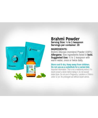 DR WAKDE'S Brahmi Powder (Bacopa monniera) - 100g (3.5oz) | Pure Raw & Dried Powder | Natural Aroma and Freshness | Fine Powder | Vegan | Premium Grade | Nothing Added Nothing Removed - Buy Online on GoSupps.com