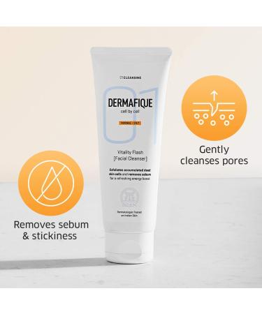 Dermafiqu Vitali Flash Facial Cleanser 100ml | Oil-Removing Face Wash with Micro Pearls | Soap & Paraben Free Dermatologist Tested | International Shipping Available - Buy Online on GoSupps.com