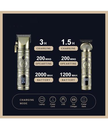 Professional Hair Clippers & Trimmers Set - Rechargeable Metal Housing LED Display - Ideal for Travel & Barbers - Buy Online on GoSupps.com