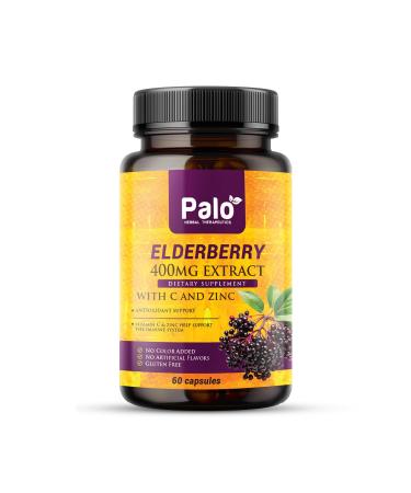 Palo Immune Boost Elderberry Extract Capsules for Immune Support & Antioxidant Protection Seasonal Wellness & Year-Round Defense 120 Vegan Capsules