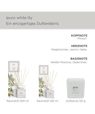 Ipuro White Lily Fragrance Candle - Stylish Minimalist Candle 125g | Puristic Flowery Aroma Ideal for Home Decor - Shop Internationally - Buy Online on GoSupps.com