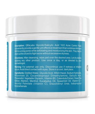 10% Glycolic/Salicylic Acid Acne Control Pads with Allantoin, Vitamins B5, C & E - Clear Skin Treatment - Buy Online on GoSupps.com
