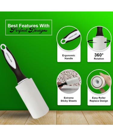 Urban Lark Extra Sticky Lint Rollers - 450 Sheets Defluffer for Clothes - Pack of 5 Lint Removers for Fur & Dust - Sticky Fluff Remover for Clothes & Carpets - 5 Lint Roller Refills with Bonus Cover - Buy Online on GoSupps.com