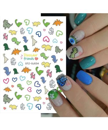 Cute Dinosaur Nail Stickers - 6 Sheets 3D Cartoon Self-Adhesive Nail Decals for Women and Girls - Cute Little Dinosaur Design Nail Sliders for Manicure Decoration - Buy Online on GoSupps.com