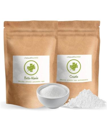 Spar set: Creatin powder 500 g + beta alanin 500 g - amino acid combination for more strength and performance - 100% vegan and pure - without additives - made in Germany