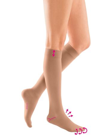 Medi Medive Plus Compression Knee Socks - Unisex Medical Stockings CCL2 for Women & Men | Caramel | Size III | Short | Narrow Knob - Buy Online on GoSupps.com