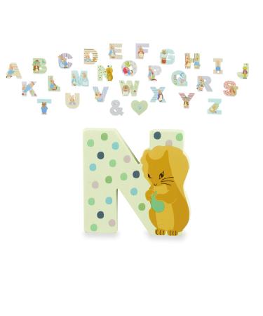 Peter Rabbit Wooden Letters by Orange Tree Toys Letter N with Nutkin - Alphabet Animal Letter for Personalised Baby Name Toy Box Door Wall Decorations Animals Nursery Decor Boys Girls Bedroom