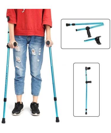 ATHUAHLR LRVTREC Forearm Crutches Adjustable Folding Cane Height Adjustable Forearm Crutches Lightweight Aluminum Elbow Support with Shock Absorbing Spring Lightweight Arm Crutch