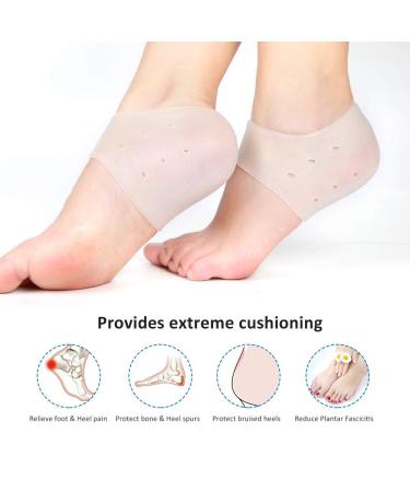 Silicone Heel Cups 4 Pairs - Plantar Fasciitis Inserts & Breathable Heel Protectors for Men and Women - Buy Online on GoSupps.com