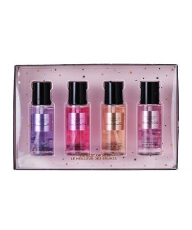 Victoria Body Mist Collection 4 Piece Mini Mist Gift Set: Love Spell Pure Seduction Bare Vanilla Velvet Petals.