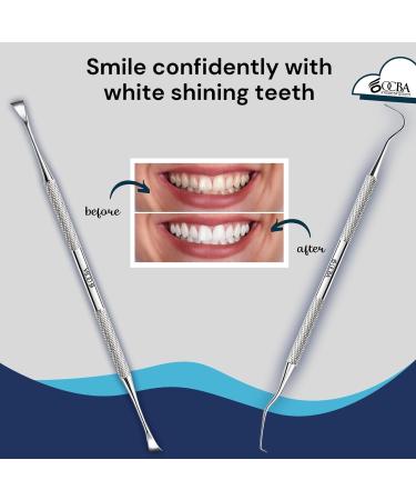 OCBA 4 Pcs Dental Pick Tools Set - Professional Stainless Steel Plaque Remover & Tooth Whitening Kit for Oral Care - Buy Online on GoSupps.com