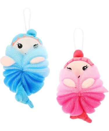 Angoily 4 Pcs Cartoon Bath Ball Sponge Set for Kids | Mesh Shower Scrubber & Loofah Cushion | Ideal Bathing Accessories for Children - Buy Online on GoSupps.com