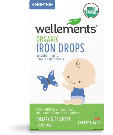 Organic Iron Drops for Infants & Toddlers - 1 Fl Oz Liquid Supplement, Dye-Free & Paraben-Free - Buy Online on GoSupps.com