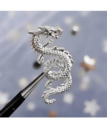 3D Alloy Dragon Nail Charms - Set of 10 Retro Silver Chinese Zodiac Dragon Charms for Nail Art Decorations - Buy Online on GoSupps.com