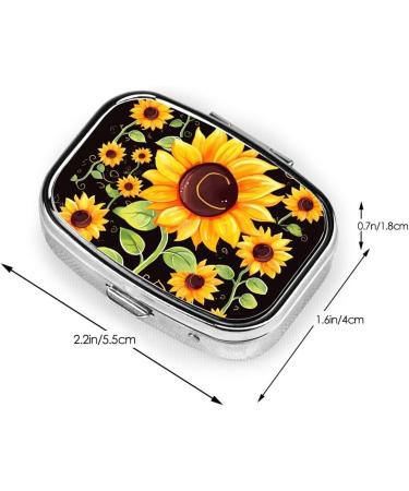Buy Cute Sunflower 2 Compartment Pill Case | Travel Pill Organizer & Purse Pill Box | Perfect Gift - Buy Online on GoSupps.com