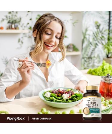 Piping Rock Fiber Complex 1500mg 120 Capsules | Triple Action Fiber with Psyllium, Oat Bran & Apple Pectin | Non-GMO, Gluten-Free - Buy Online on GoSupps.com