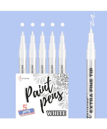 ARTISTRO White Paint Pen for Rock Painting  Stone  Ceramic  Glass  Wood  Tire  Fabric  Metal  Canvas. Set of 5 Acrylic Paint White Marker Water-based Extra-fine Tip 5 White Extra-Fine - Buy Online on GoSupps.com