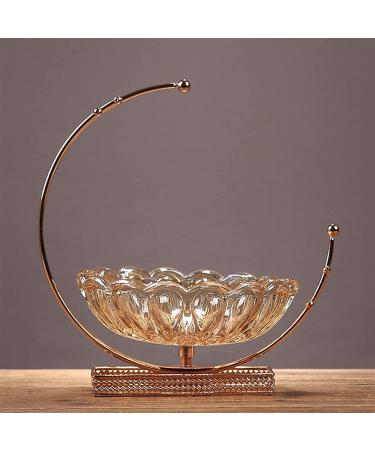 Fruit Basket Fruit Bowl Crystal Glass Fruit Bowl Modern Creative Handmade Fruit Basket Transparent Metal Base Kitchen Organizers and Storage - Buy Online on GoSupps.com