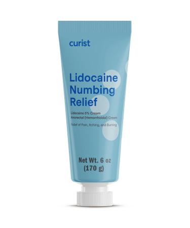 Curist 5% Lidocaine Cream Maximum Strength Topical Pain Relief - 6 oz (170 g) XL Tube - Numb Quickly & Effectively with 5% Lidocaine Numbing Cream - (1 Pack - 6 oz Tube) 6 Ounce (Pack of 1)