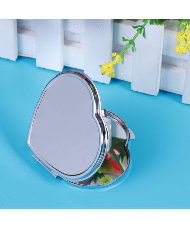 ULTNICE Compact Double Sided Heart Shape Makeup Mirror - Silver | Portable Pocket Mirror for Handbag and Purse - Buy Online on GoSupps.com