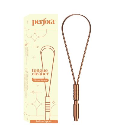 Perfora tongue cleaner made of copper for men and women |For fresh breath |Improved sense of taste & oral hygiene |Simple application |100% pure Indian copper-tongue scraper