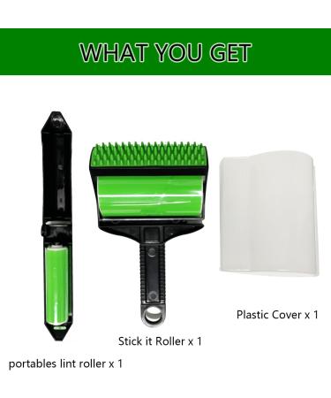 Reusable Sticky Lint Roller Stick It Roller Pet Hair Remover Washable Stick It Pro Roller for Couches Clothes Quilts Car Seats and Carpets Green - Buy Online on GoSupps.com