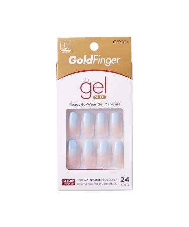 Gold Finger Full Cover Nails Gel Glam Ready to Wear Gel Manicure Long Nails  Glue Included