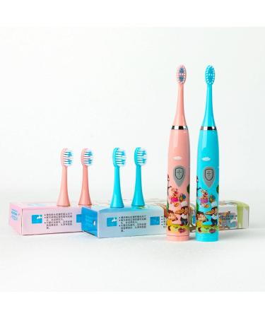 Portable Battery Powered Rechargeable Toothbrush - Teeth Whitening 4 Brush Heads 2 Piece Set (White & Pink) - International Shipping Available - Buy Online on GoSupps.com