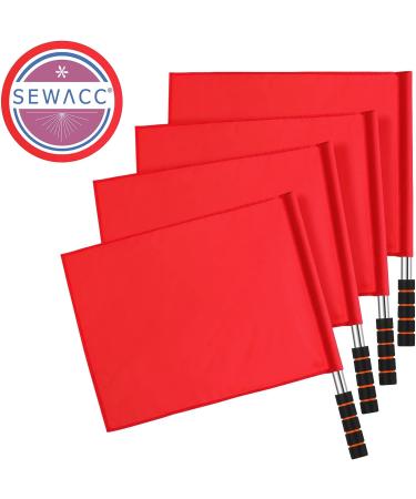 SEWACC Soccer Referee Flags Set - Stainless Steel Rod, Sponge Handle - Red, 4 Pcs - Buy Online on GoSupps.com
