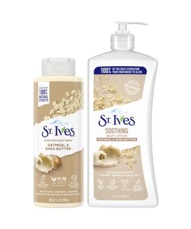 St. Ives Body Wash & Body Lotion Set Soothing Oatmeal & Shea Butter Body Soap & Shower Gel + Moisturizing Lotion (2 Piece Set)