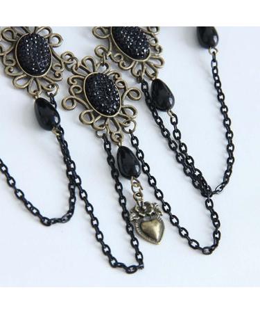 Prosy Halloween Tassel Black Flower Gothic Bead Headwear Top Masquerade Headdress Cosplay Hair Clip Hair Accessories for Women and Girls - Buy Online on GoSupps.com